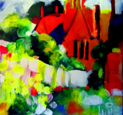 Begin impressionistic acrylic painting